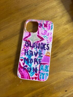 SHEIN Pink Purple Graphic 'Blondes Have More Fun' Phone Case